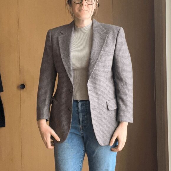 Vintage 70s Jaymar Wool Check Blazer Tailored in USA, Menswear-Inspired Fit - Picture 2 of 11